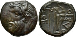 Sarmatie / Olbia / Unité / Tête barbue - Hache et arc dans son goryte.