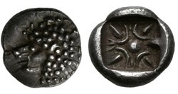 M Milet / Douzième de statère / Tête de lion à gauche - Motif stéllaire
