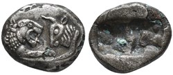 Royaume de Lydie / Hémistatère / Protomés de taureau et de lion - Faux d'époque.