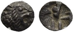 M Royaume de Lydie / Quarante huitième de statère / Tête de Lion rugissant - Carré creux.