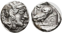 M Athènes / Drachme / Tête d'Athéna à droite - Chouette debout de face.