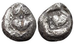 M Kyrene / Drachme / 2 Fruits de Silphium - Silphium dans carré creux