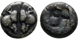 Ile de Lesbos / 1/24 eme de statère / Têtes de sangliers confrontées - Carré creux.