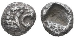Royaume de Lydie / Quarante huitième de statère / Tête de Lion rugissant - Carré creux.