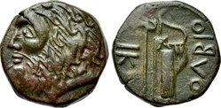 Sarmatie / Olbia / Unité / Tête barbue - Hache et arc dans son goryte.