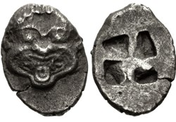 Neapolis-Obole-Tête de Gorgone- Carré creux.