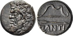 Chersonèse Taurique - Panticapée / Unité / Tête de satyre barbu à gauche  - Arc et Fleche ΠANΤΙ.