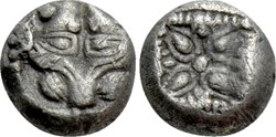 M-Milet / 1/16eme de statère / Tête de Lion - Motif Stéllaire dans carré creux