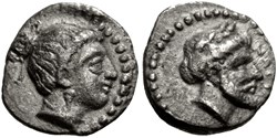 Nagidos-Obole-Tête d’Aphrodite-Tête de Dionysos