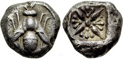 Ionie-Ephése-Hemidrachme-Abeille / Motif stéllaire.