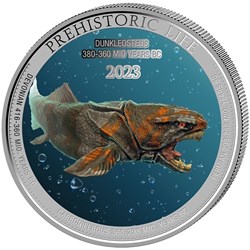 2023 - Prehistoric Life Dunkleosteus Silver Coin Color oz 999 Congo