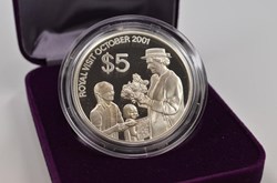 2001 - New Zealand Silver $5 Proof Coin - Royal Visit