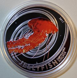 2011 - Pitcairn Islands 2 Dollars" Jelly Fish "Silver Proof F#5190 Colored Rare