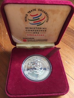 1996 WTO First Ministerial Conference $5 Silver Proof Coin