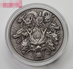 2022 - China Nine Dragons Guanyin commemorative silver medal 70g dragon medal