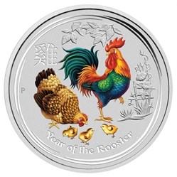 2017 - Australian Lunar Series II Year of the Rooster 1 Kilo Silver Gemstone Edition