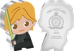 2023 - LUKE SKYWALKER Star Wars Chibi 1oz Silver Coin $2 Niue