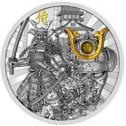 2019 - The Samurai 2 oz Antique finish Silver Coin 5$ Niue