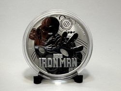 2018 MARVEL IRONMAN QEII REVERSE FROSTED TUVALU 1OZ SILVER PROOF $1 COIN & BOX