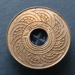 1937 - Copper Penny 0.5 Satang coin , unused.