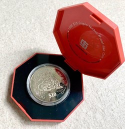 1998 Tiger Chinese Zodiac Sign $10 Singapore Dollar Coin Collectible