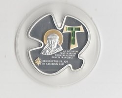 2007 - Cook islands 5 $ - Pope Benedict xiv. silver application of gold swarowski