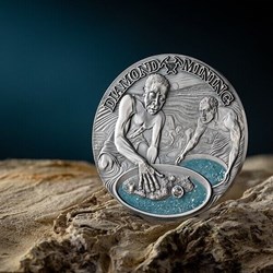 2023 - Diamond Mining Earth Treasures 50 g Antique finish Silver Coin Cameroun