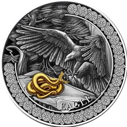 2023 - Eagle Hunting in the Wild 50 g Antique finish Silver Coin 10 Cedis Ghana