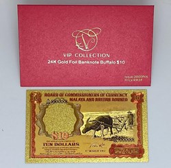 24K Gold Foil Banknote Buffalo $10