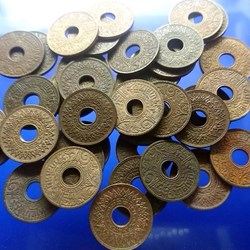 1941 - Copper Money 1 Satang hole satang