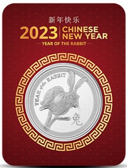 2023 - 1 oz Year of the RABBIT ON CARD silver round .999 Fine Silver