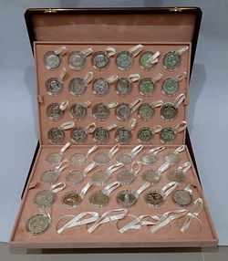 1980-2006 Silver 600 Baht coin, Complete set of 43 commemorative coins with beautiful storage bag