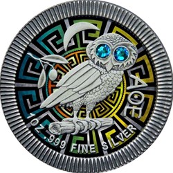 2020 - $2 Niue Athenian Owl Swarovski Eyes - Blue Eyes