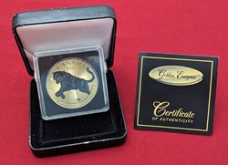 2016 - COUGAR GOLDEN ENIGMA CANADA 1 OZ 9999 SILVER RUTHENIUM 24K GOLD GILDED COIN