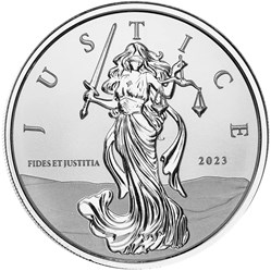 2023 - Lady Justice 1 oz 999 Silver Coin 1 oz Silver Gibraltar *PL*