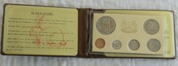 1975 6 Coin uncirculated set Lunar Year of the Rabbit - brown wallet
