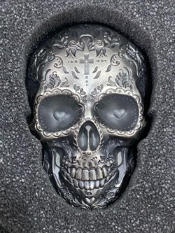 2018 - 1 oz Palau La Catrina Skull High Relief Antiqued Silver Coin
