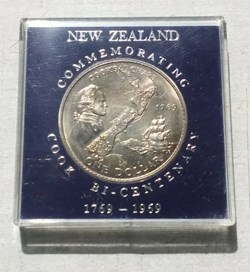 1969 New Zealand One Dollar Commemorating Cook Bi-Centenary