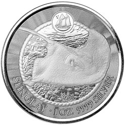 2023 - Cayman Islands $1 Stingray Rays 1 Oz Silver 999 Proof Like