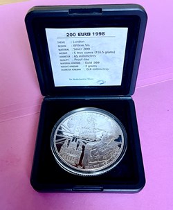 1998 Dutch 200Euro Bi-Metal London Coin (2gram Gold + 155gram Silver)