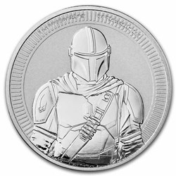 2021 - Mandalorian in Beskar Armor Star Wars 1 oz .999 Silver Coin 2 dollar Niue