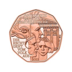 2022 - Austria 5 Euro copper coin - DEMOCRACY