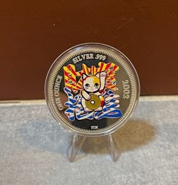 2002 Uganda 2000 Shilings Lucky Cat "Maneki Neko" Colorized Silver Proof 1oz Coin