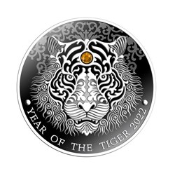 2022 - Year of the Tiger Lunar Year 1/2 oz Proof Silver Coin 2 Cedis Republic of Ghana