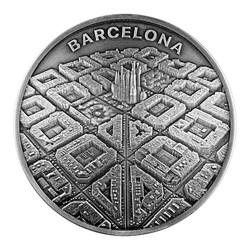 2021 - Barcelona Labyrinth From Drone Eye View 2 oz Silver Coin CFA Cameroon
