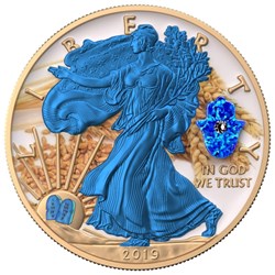2019 USA $1 Silver Eagle - Jewish Holidays - SHAVUOT 1oz Silver Coin with OPAL