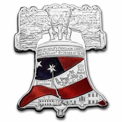 2023 - Liberty Bell USA 2oz 999 Silver Colored Shape Solomon Islands with Original Packaging-