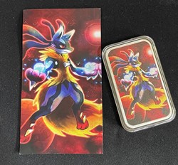 Mega Lucario Pokémon Trading Card ~ 1 troy oz .999 Fine Silver Proof Color Bar