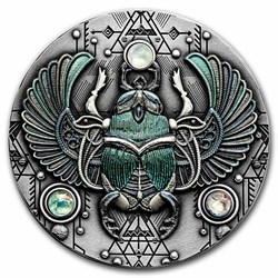 2021 Niue $5 Crystal Scarabaeus Antique 2oz Silver Coin w/Gemstone