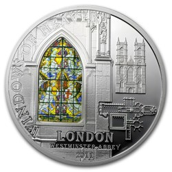 2011 - Cook Islands,10$,Windows Of Heaven, London Westminster Abbey,Silver Coin.